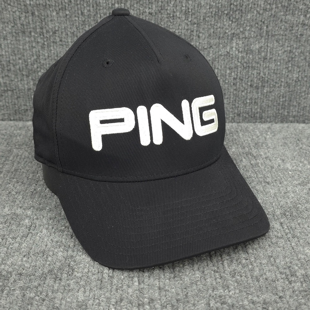 Ping Hat Cap‎ Mens Black White Fitted Small Medium Golf Golfer Golfing Outdoors
